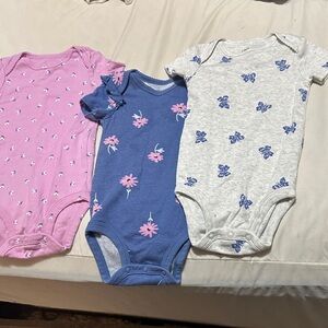 Baby Girls Short-Sleeve Onesie Set - Pink, Blue, Gray